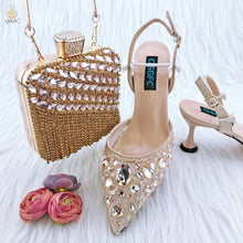 Load image into Gallery viewer, Fashion Lace Bags and Mid Heel Pointed Shoes