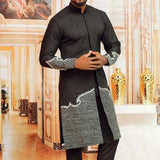 Two-piece Long Sleeve Embroidered Men's Shirts and Pants