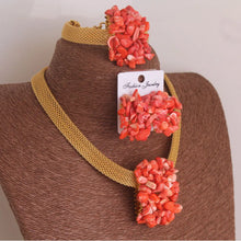 Load image into Gallery viewer, African Wedding Coral Beaded Jewelry Set