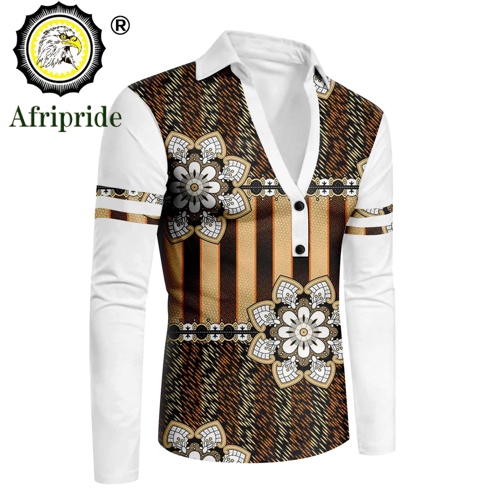 African Print V-Neck Shirt