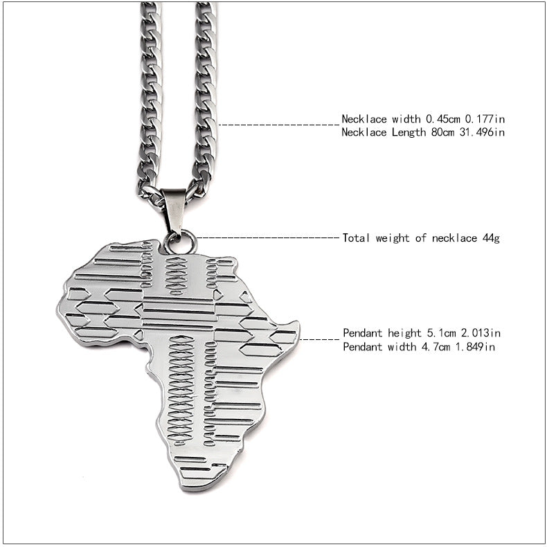 New African Map Hip Hop Necklace