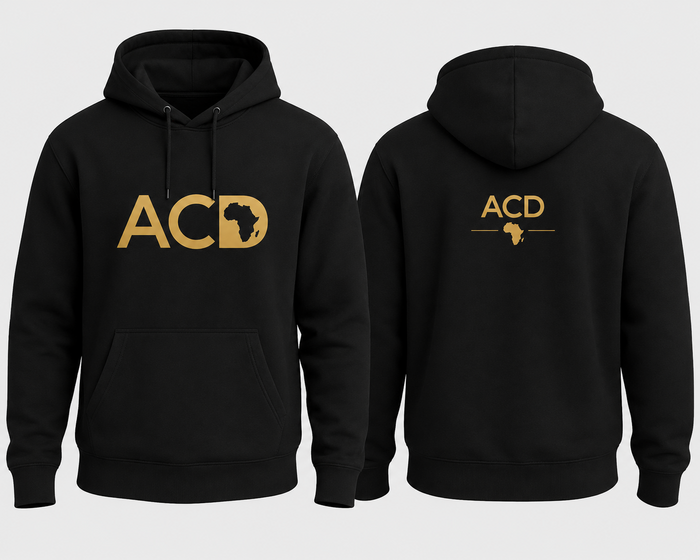 ACD Campaign Hoodie black and gold front and back