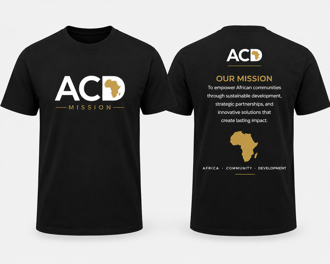 ACD Mission Shirt black and gold front and back