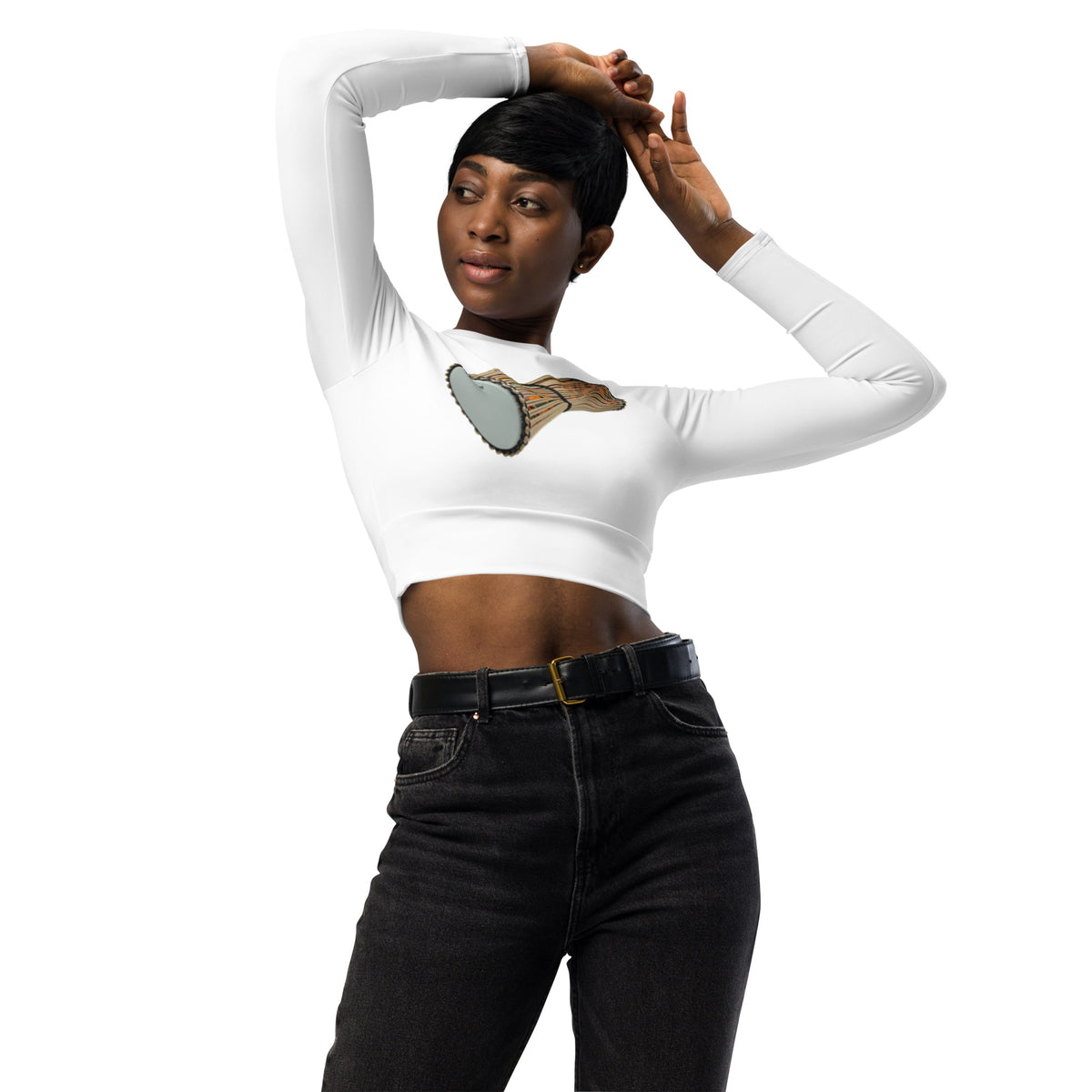 Recycled long-sleeve crop top