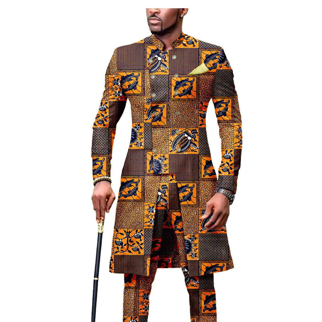 African Men's Slim Fashion Two Piece