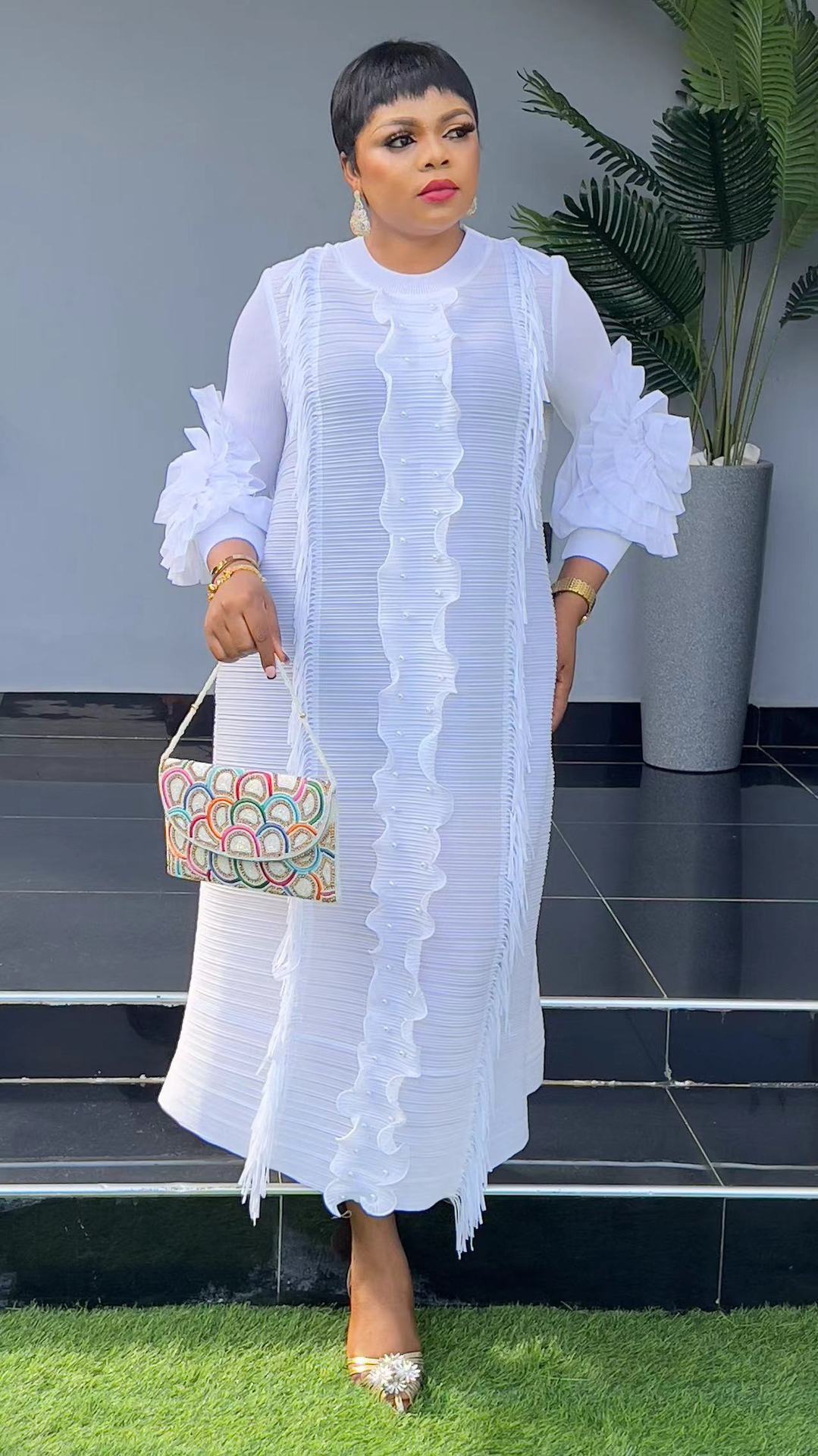 African Plus Size Long Sleeve Dress