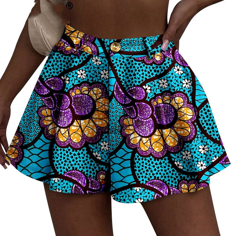 African Duplex Printing Batik Shorts