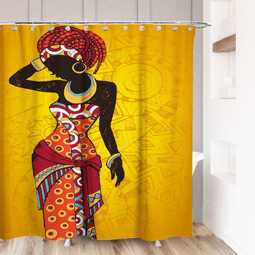 African Girl Illustration Shower Curtain