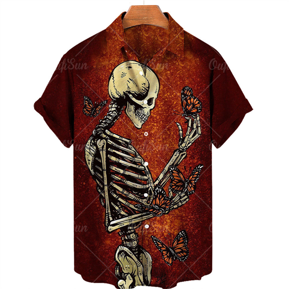 Fashion Skull Print Shirt Men