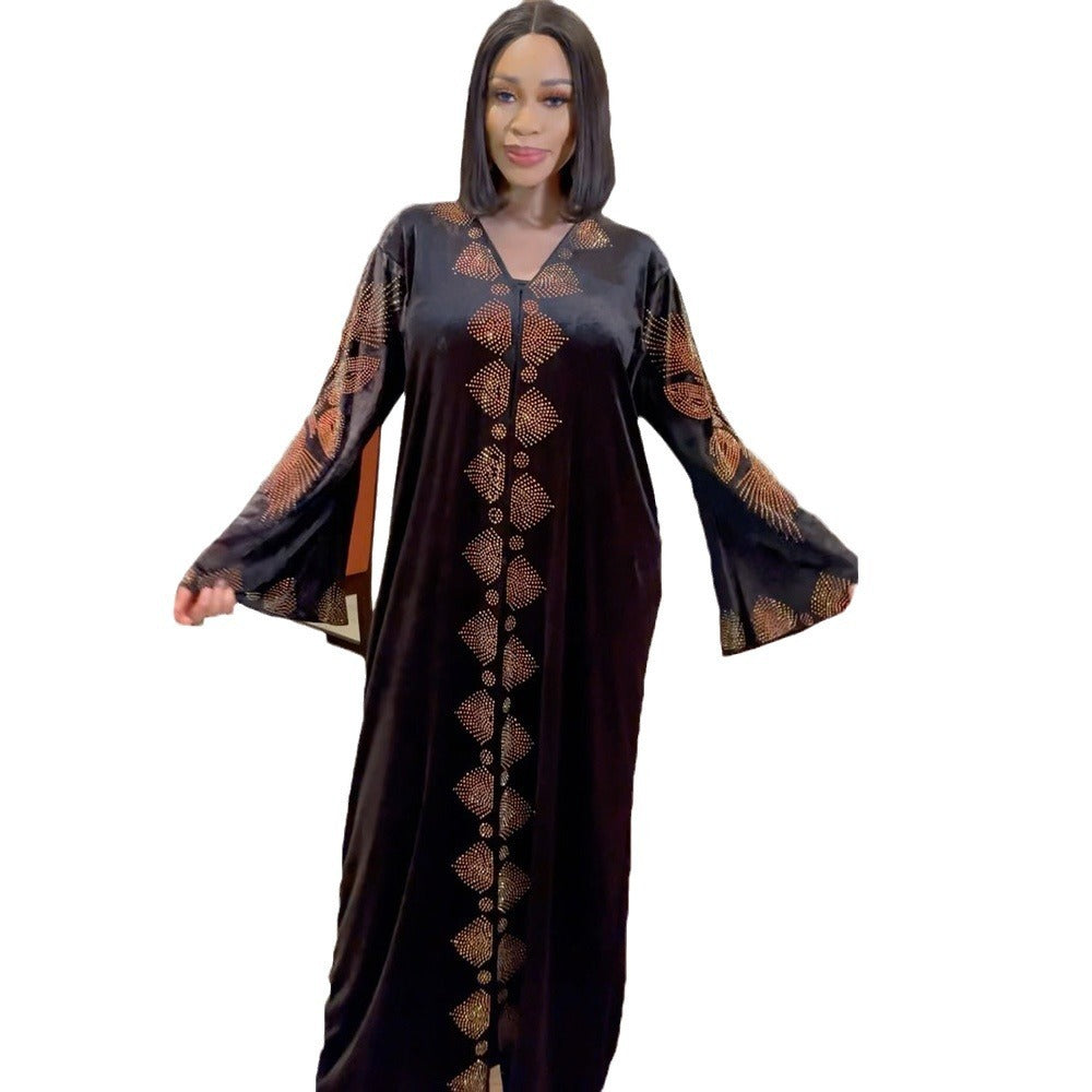 African V-neck Flared Sleeves Robe