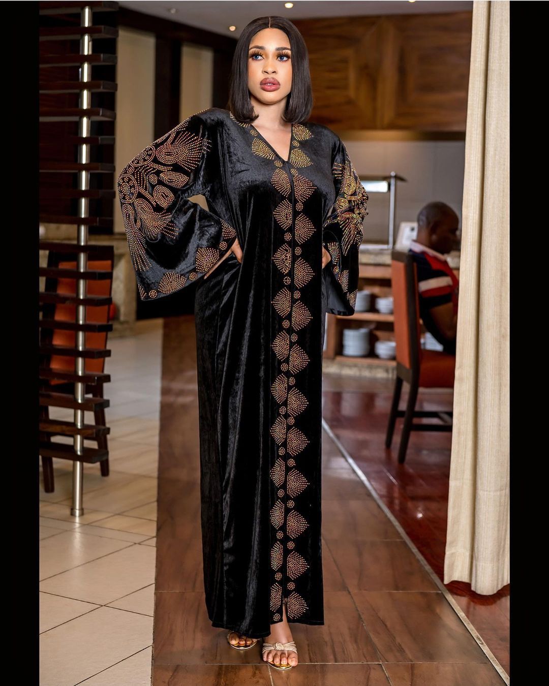 African V-neck Flared Sleeves Robe