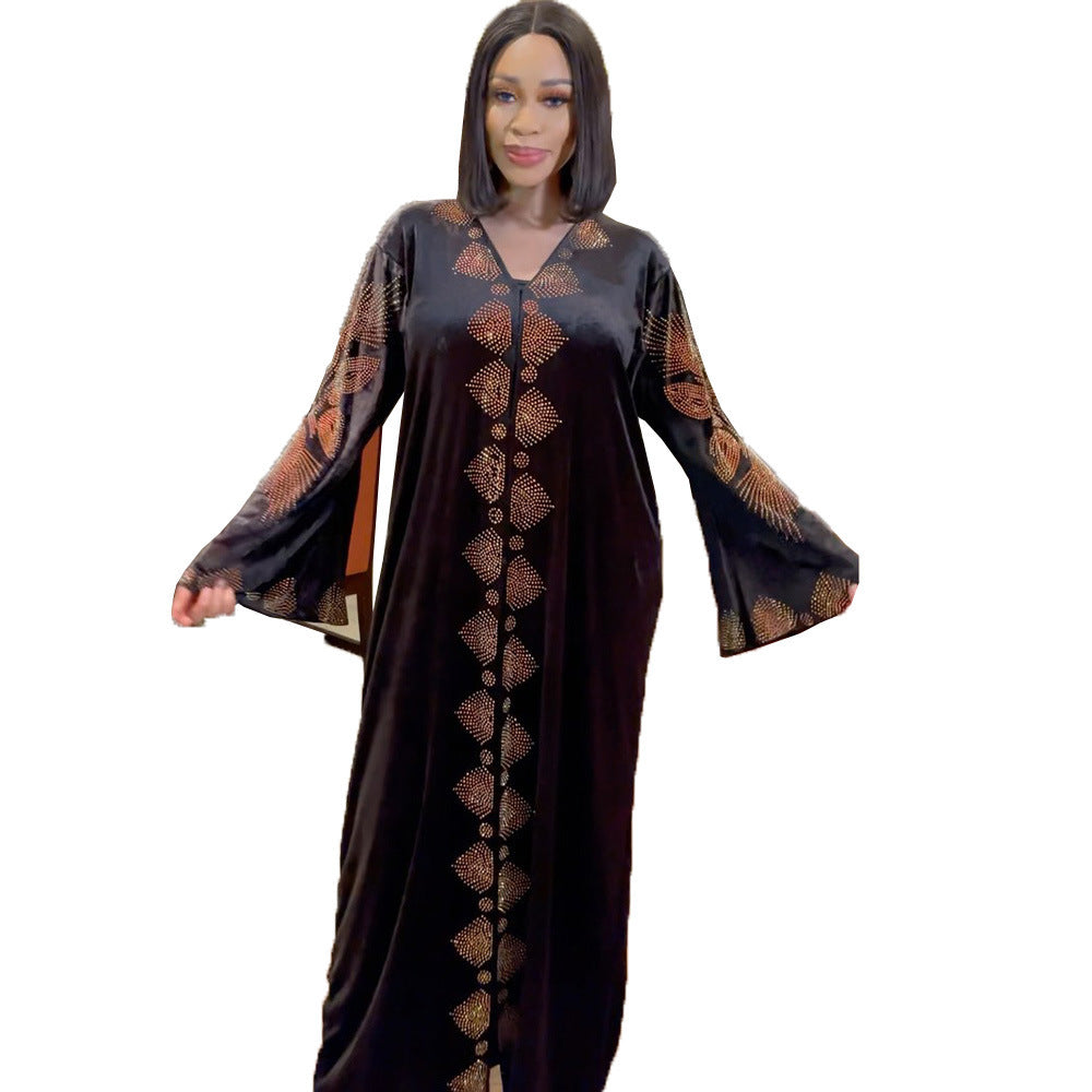 African V-neck Flared Sleeves Robe