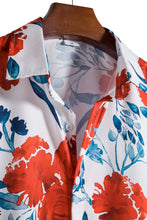 Load image into Gallery viewer, Floral Print Men Shirt Lapel Short