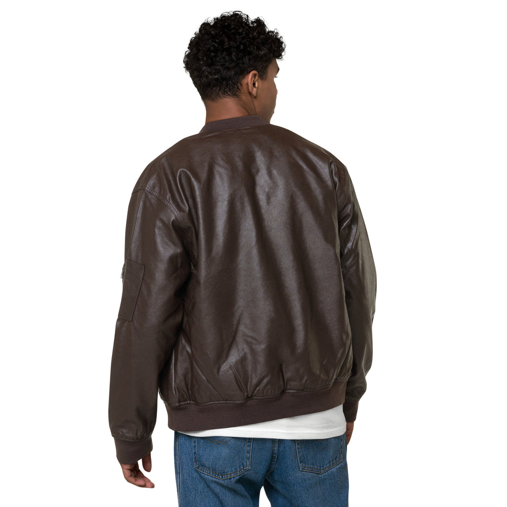 African Map Leather Bomber Jacket