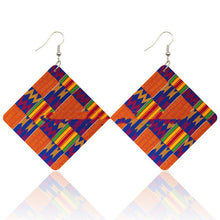 Load image into Gallery viewer, African Wooden Square Earrings