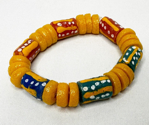 Ghana Krobo Glass Bead Bracelet - Handmade