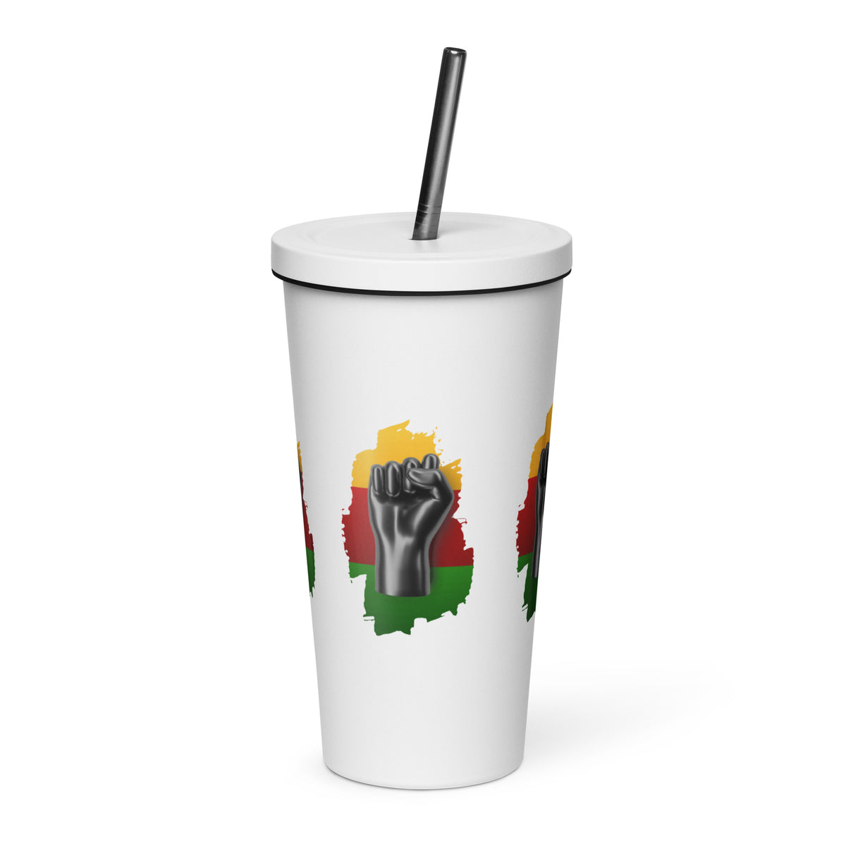 Insulated tumbler with a straw