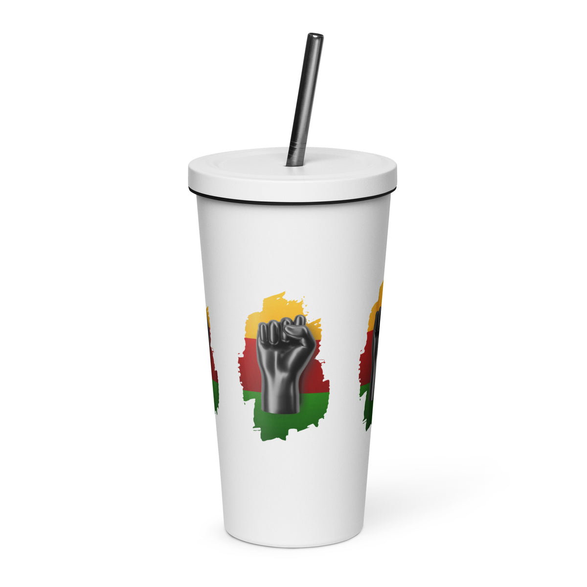 Insulated tumbler with a straw