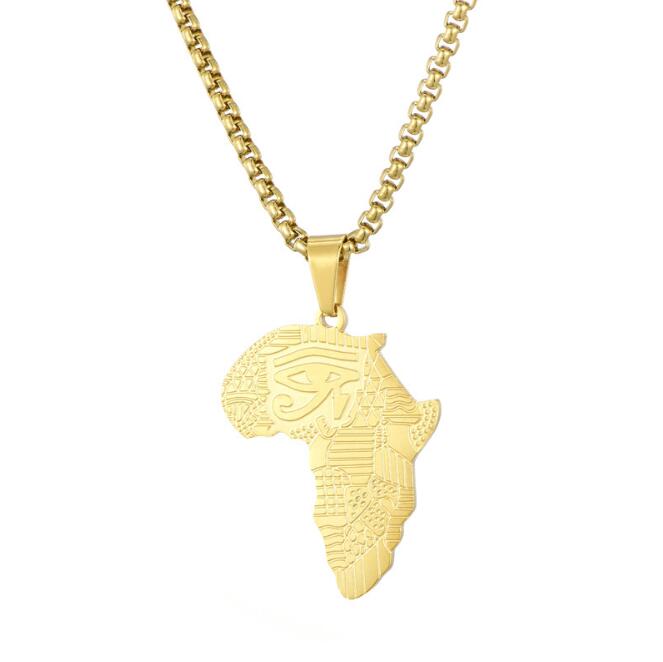 African Map Eye Of Horus Pendant Necklaces