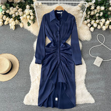 Load image into Gallery viewer, Pleated V-Neck Shirt Dress