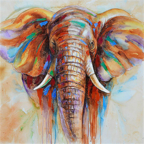 African Elephant Head Canvas Painting