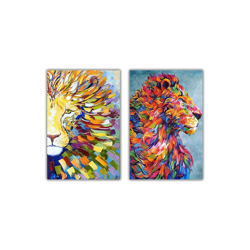 Lion Abstract Paintings Print on Canvas