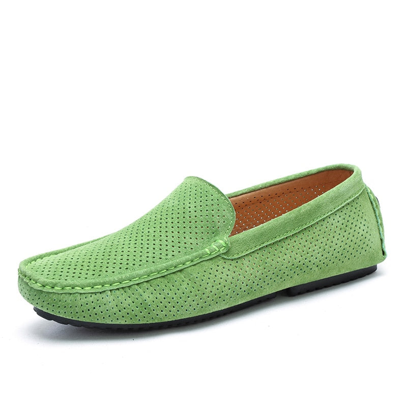 Fashion Moccasins Green Suede Loafers