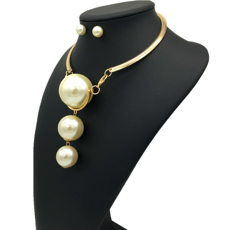 Gold Pearl Wedding Jewelry Sets
