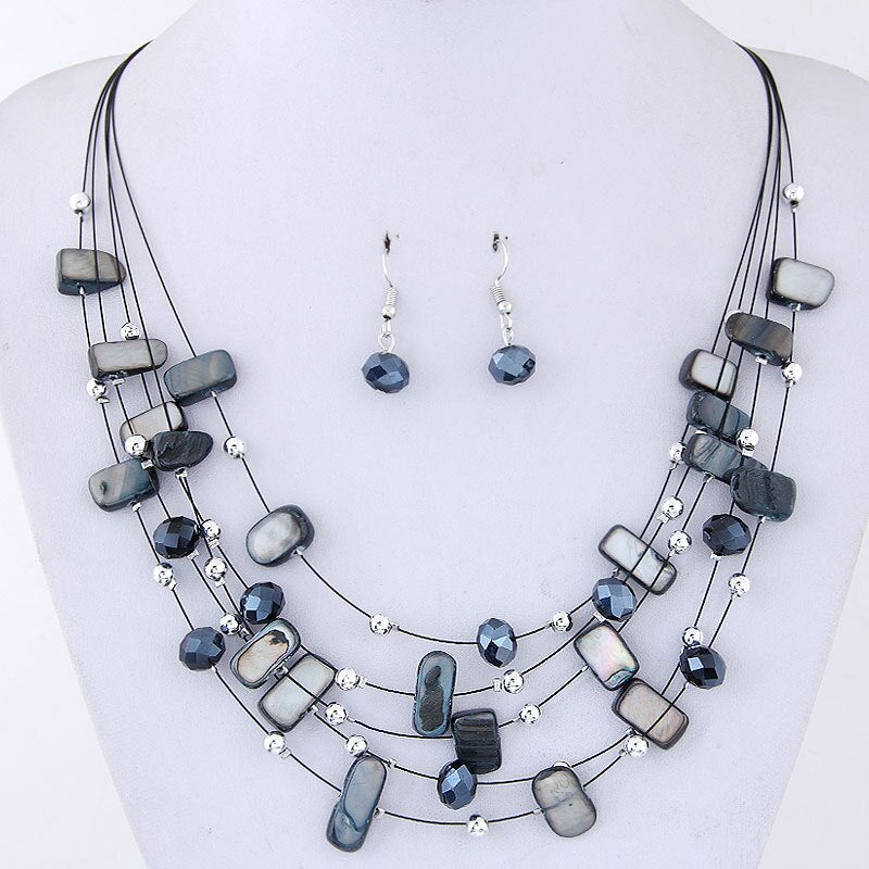 Multilayers Crystal Shell Jewelry Set
