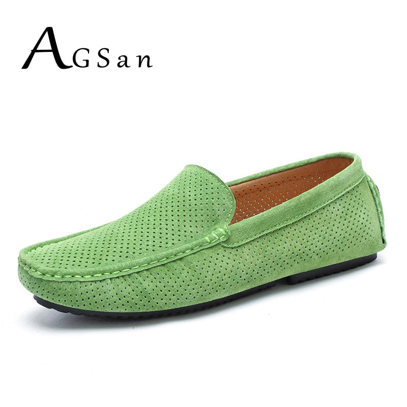 Fashion Moccasins Green Suede Loafers