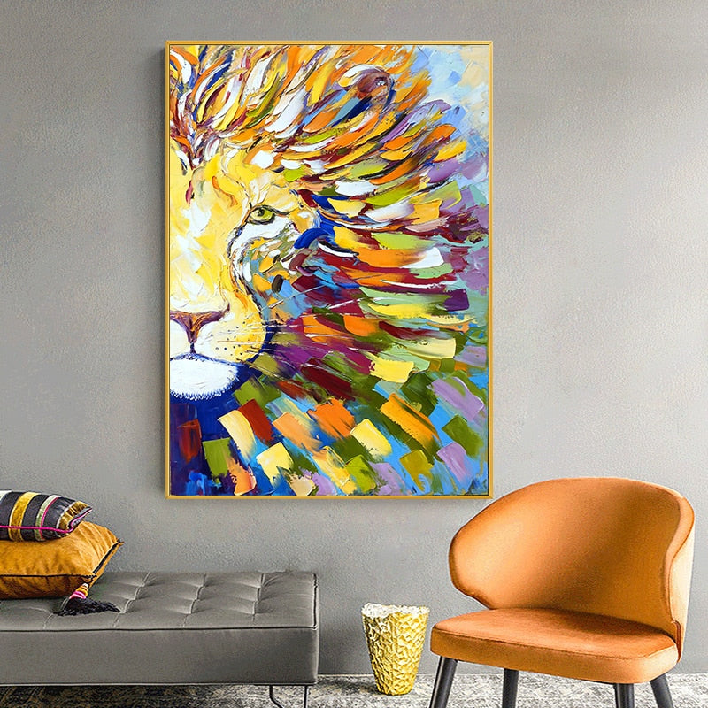 Lion Abstract Paintings Print on Canvas