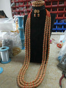 45 inches Gold and Coral Long Statement Necklace