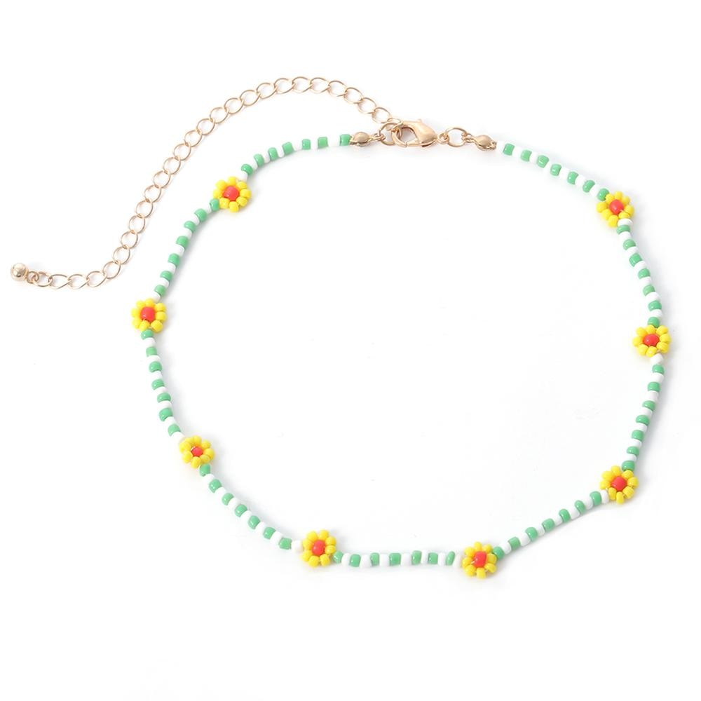 Colorful Beads Flower Choker Necklace