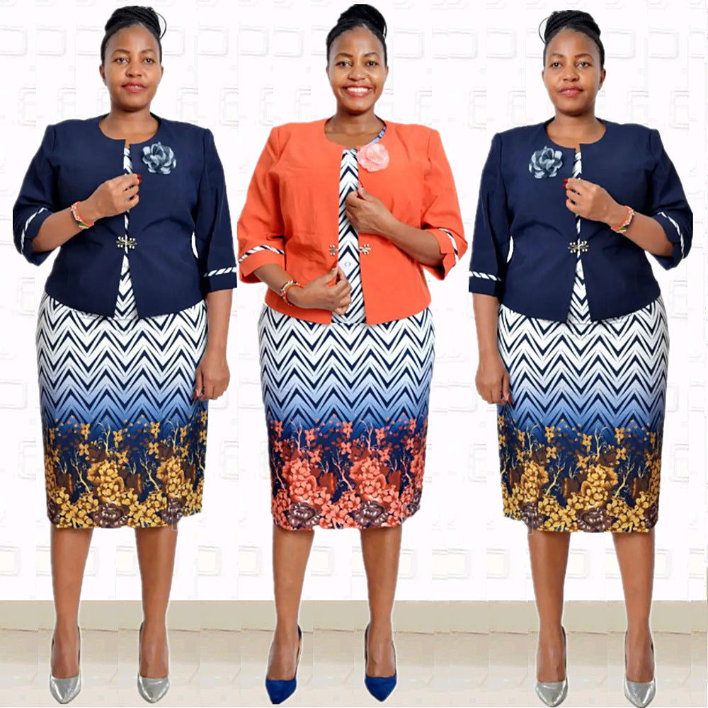 Plus Size Two Pieces Print Dress