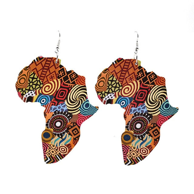Africa Map Drop Earrings