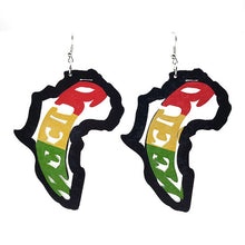 Load image into Gallery viewer, Africa Map Drop Earrings