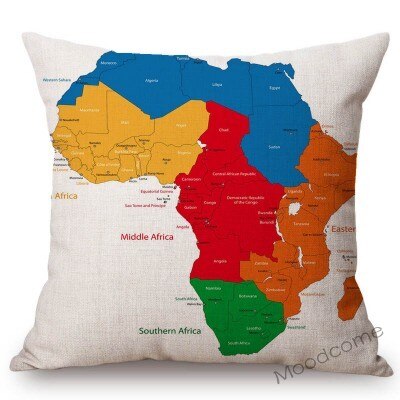 Africa Map Throw Pillow Cover