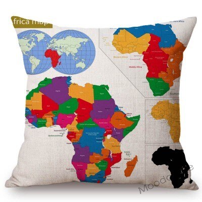 Africa Map Throw Pillow Cover