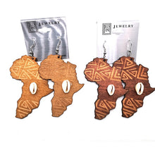 Load image into Gallery viewer, African Shell Wooden Earrings