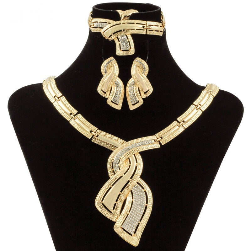 Nigerian Crystal Necklace And Hoop Earrings