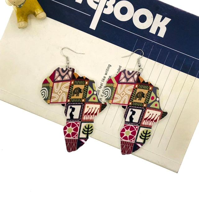 African Map Party Earrings