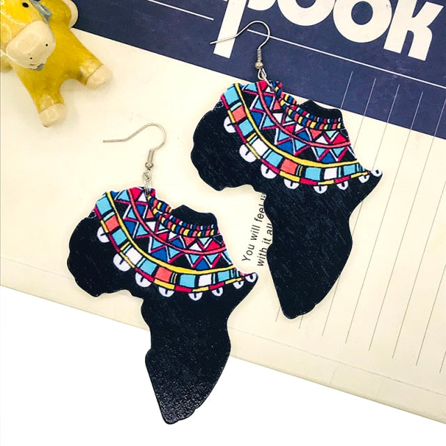 African Map Party Earrings