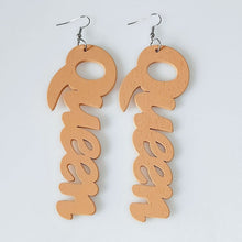Load image into Gallery viewer, Black Queen Wooden Earrings
