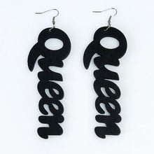 Load image into Gallery viewer, Black Queen Wooden Earrings