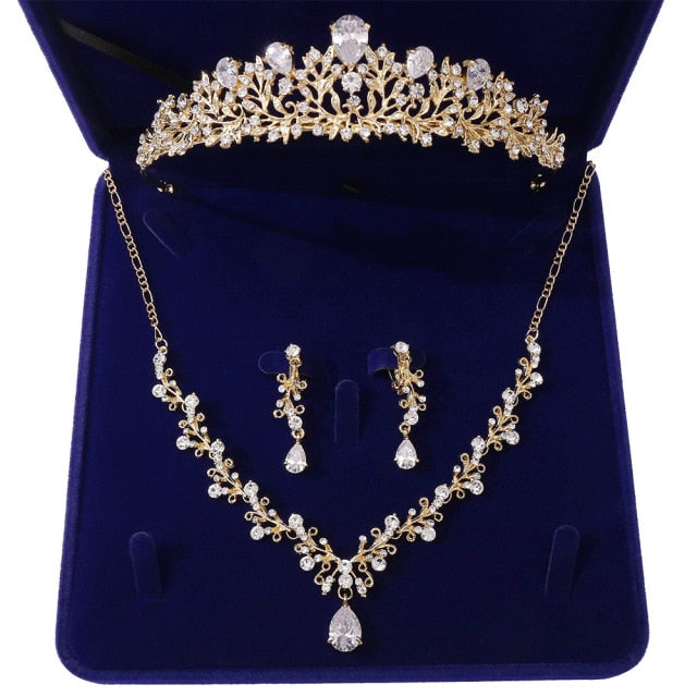 Crystal Leaf Bridal Jewelry Sets