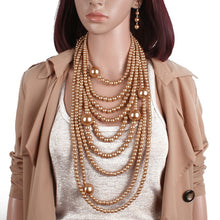 Load image into Gallery viewer, Multi Layer Pearl Chain Necklace