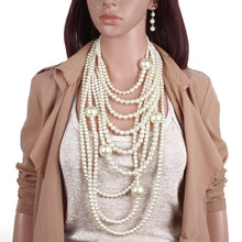 Load image into Gallery viewer, Multi Layer Pearl Chain Necklace
