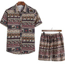 Ethnic Print Hawaiian Shirt and Shorts Set