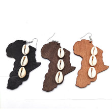 Load image into Gallery viewer, African Map Wooden Earrings