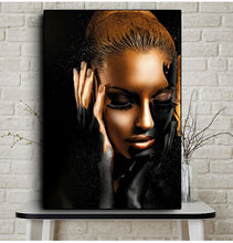 Load image into Gallery viewer, Black Gold African Woman Art